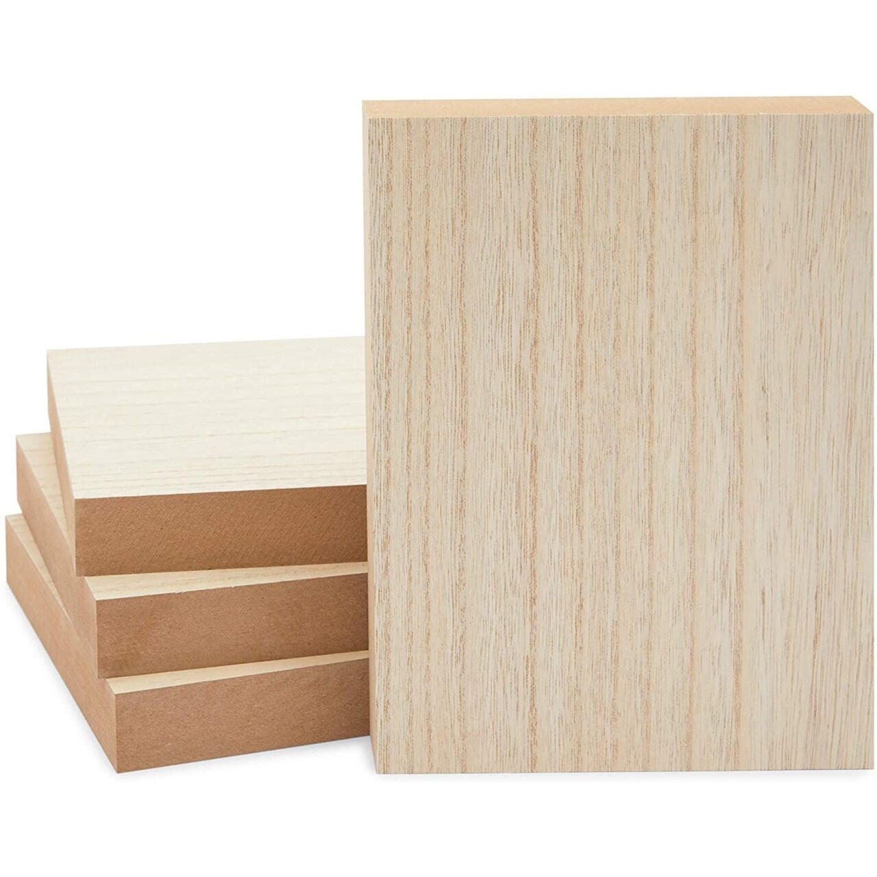 Unfinished Wood Blocks for Crafts, Painting, Wood Burning (6 x 8 x 1 in, 4  Pack)